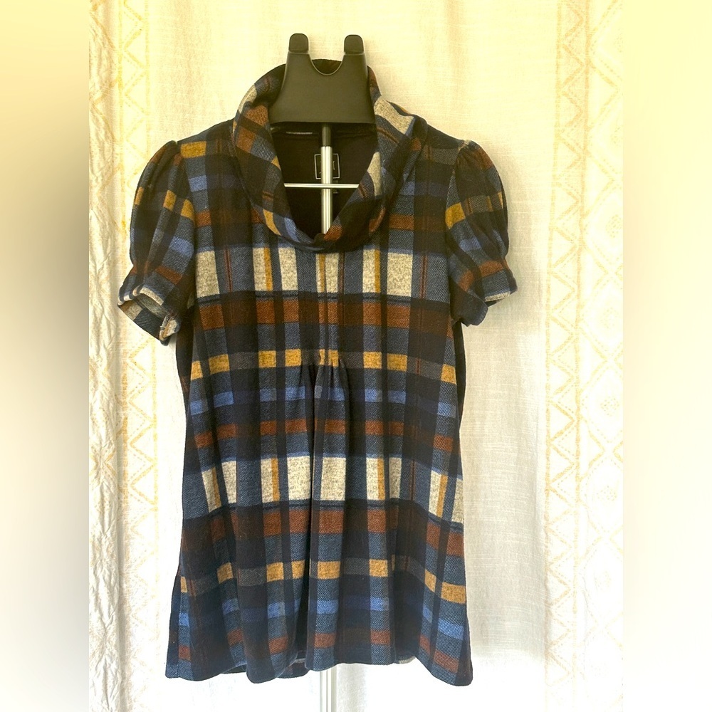 Jessica Howard Cowl Neck Plaid‎ Peplum Women’s Petite XLarge